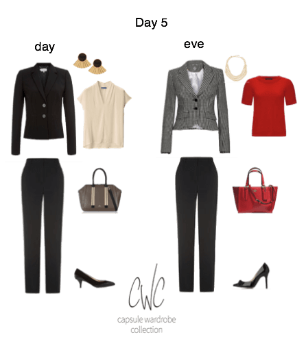 Day 5 of a 5-day Business Travel Capsule Wardrobe