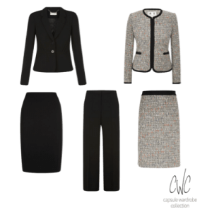 Core capsule wardrobe to form the base of a business capsule wardrobe