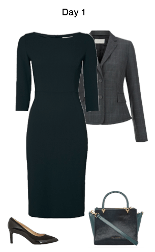 Business capsule wardrobe for women in Fern and Mint colours