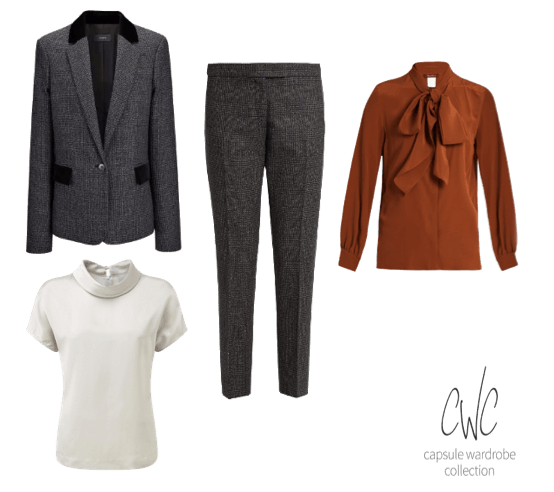 How to wear a trouser suit with executive style as found on Capsule Wardrobe Collection