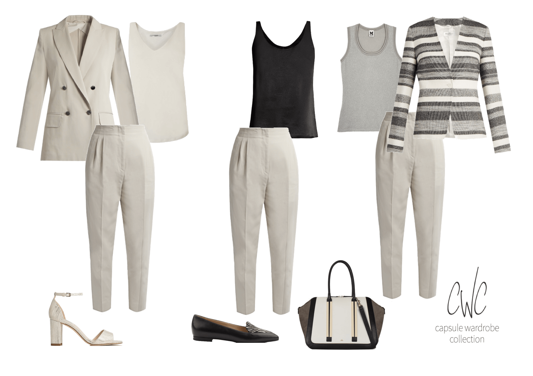 Light grey trouser suit for a Summer business capsule wardrobe