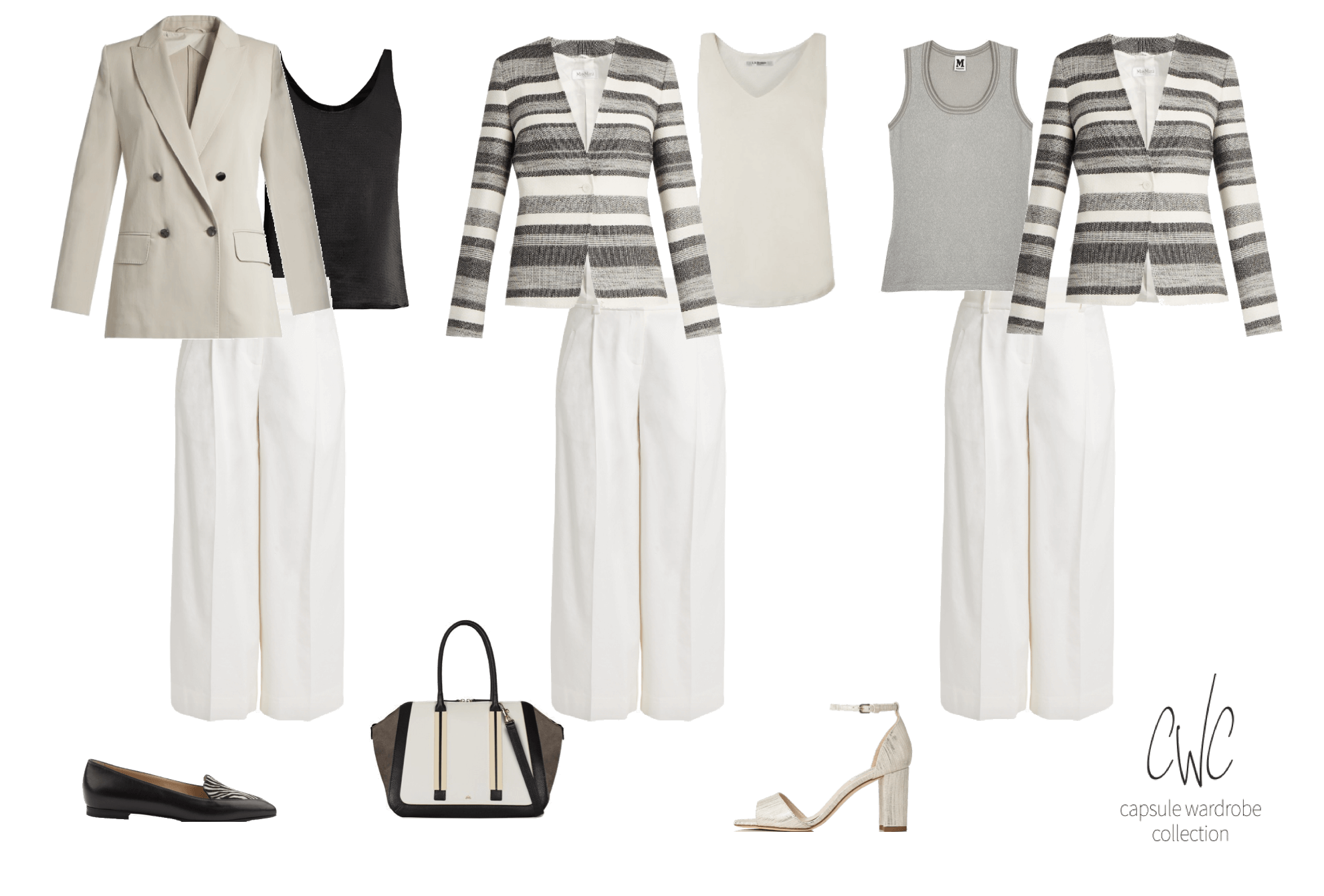 Ivory linen culottes as part of a Summer business capsule wardrobe curated by Capsule Wardrobe Collection