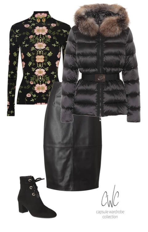How to look cool and stay warm in a leather skirt and Winter jacket 