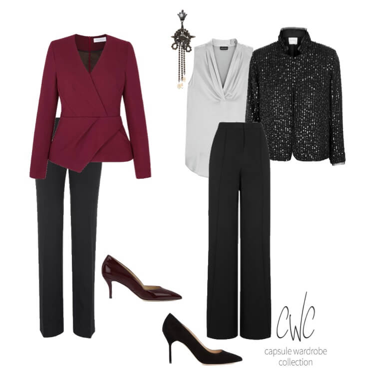 After-Work party outfit featuring trousers on Capsule Wardrobe Collection