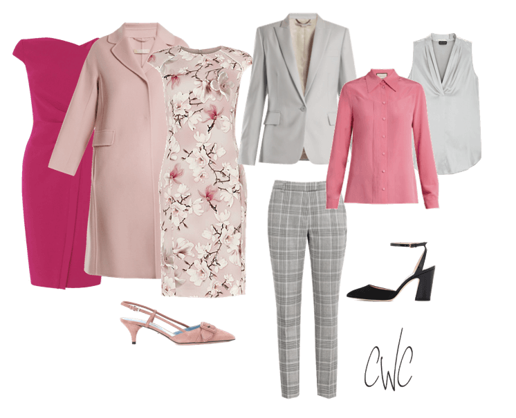 Pink and grey for a business capsule wardrobe in Spring 2018