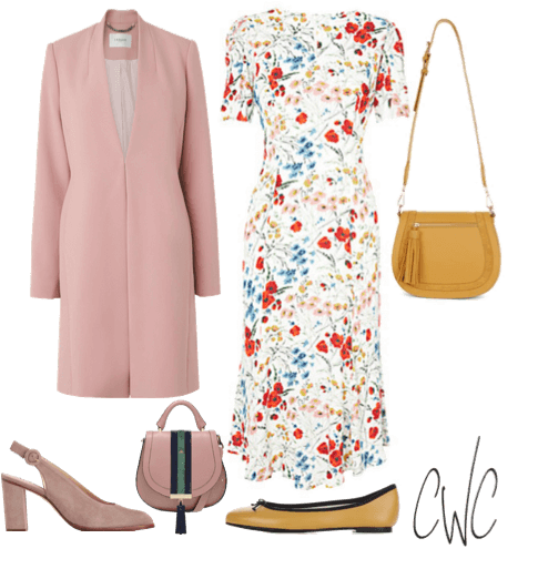 Floral dress in a 7-piece Spring capsule wardrobe